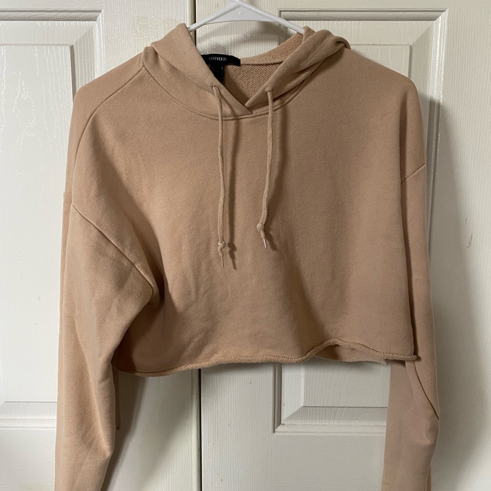 Tan hoodie crop top